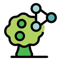 Green tree with connected circles representing nature technology and innovation vector