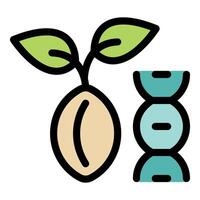 Seed growing with dna structure, genetically modified organism concept vector
