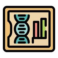 Dna structure and analysis displayed on a tablet, exploring genetic data vector