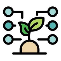 Growing plant connected to digital nodes symbolizing technological advancements in agriculture vector