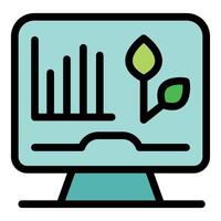 Eco business graph growing on computer screen displaying sustainable growth vector