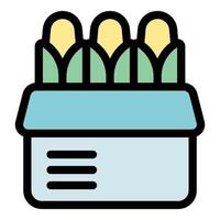 Corn stored in a cardboard box for transportation and storage vector