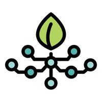 Green leaf growing from digital network representing eco friendly technology vector
