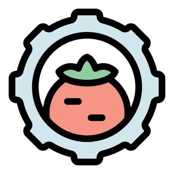 Gear encompassing tomato symbolizing food processing automation vector