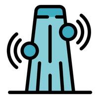 Smart speaker emitting sound waves and connecting to wireless network vector