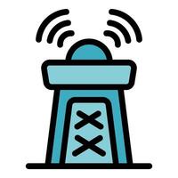 Radio tower broadcasting signals, wireless communication technology vector