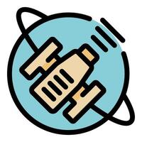 Satellite orbiting earth transmitting data signal vector