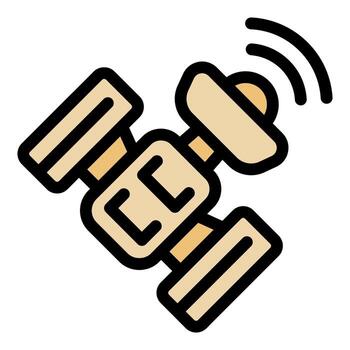 Space satellite transmitting data with radio waves vector