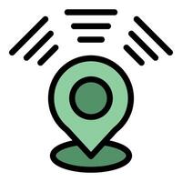 Location pin sending signals, wireless communication and positioning technology vector