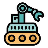 Moon rover exploring new planets with robotic arm extended vector