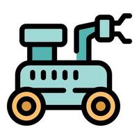 Space exploration rover exploring alien planet surface vector