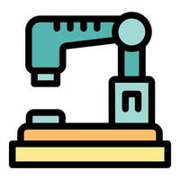 Robotic arm picking object from conveyor belt in factory vector