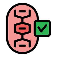 Dna structure receiving positive result checkmark icon vector