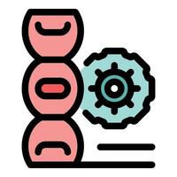 Dna structure being analyzed with gear representing genetic engineering vector
