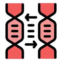 Dna replication process showing double helix structure exchanging information vector