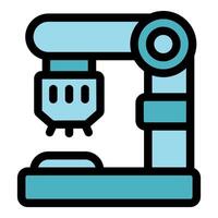 Industrial robotic arm operating in factory production line vector
