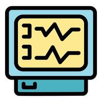 Electrocardiogram monitor displaying heart rate and rhythm in healthcare setting vector