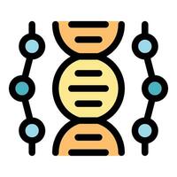 Dna structure connecting with molecular chains representing genetic information flow vector