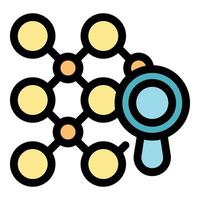 Magnifying glass exploring connections in network analysis vector
