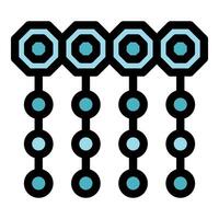 Blockchain technology connecting hexagonal blocks with circular nodes representing data flow vector