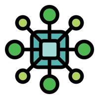 Data sharing hub connecting multiple devices or systems vector