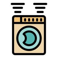 Washing machine drying clothes with steam coming out vector