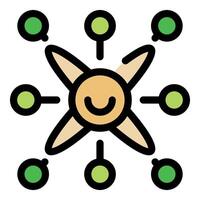 Happy hub connecting to multiple nodes representing network and connectivity vector