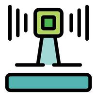 Sensor device emitting signals on a platform, wireless technology icon vector