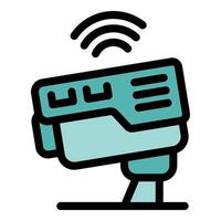 Wireless security camera transmitting surveillance footage vector