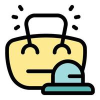 Smart shopping bag expressing happiness with purchase tracking device vector