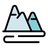 Snowy mountains landscape with fog rolling in, simple icon design vector