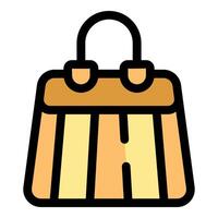 Elegant striped handbag with golden handle and clasps vector