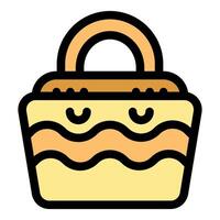 Empty picnic basket with wavy pattern and handle showing relaxation vector