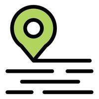 Green location pin icon floating over black lines representing data transfer vector