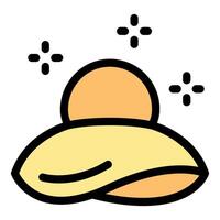 Yellow ufo flying through space with stars in the background vector
