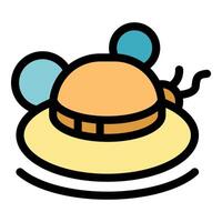 Cork hat floating gently on water surface with insect antennae vector