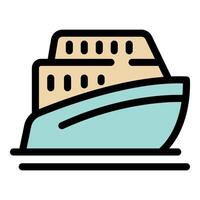 Cruise ship sailing on calm water with windows and decks vector