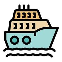 Ferry boat sailing on water with windows and chimneys vector