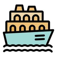 Cruise ship sailing on calm water with clear sky vector