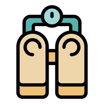 Oxygen tanks with pressure gauge showing oxygen level for safe diving vector