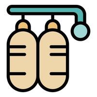 Oxygen tanks hanging on a support, providing emergency oxygen supply vector