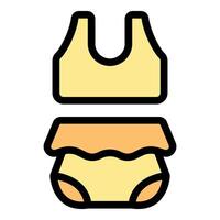 Yellow bikini with flounce detail adding a touch of elegance to summer beachwear vector