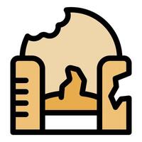Mouse trap catching cheese with bite marks and broken wooden base vector