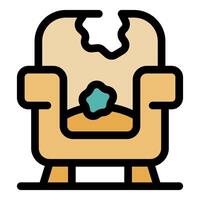 Torn pet bed with toy showing comfort and destruction vector