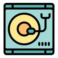 Vinyl record player playing music with buttons and pick up arm vector