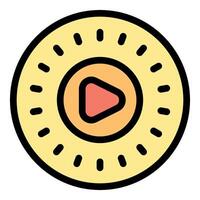 Yellow circular play button with vibrant orange center and play symbol vector