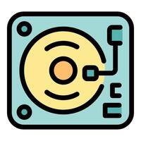 Vinyl record player playing music with turntable and needle vector