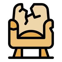 Broken armchair representing destruction of comfort and relaxation vector