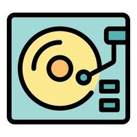 Vinyl record player playing music with buttons and needle vector