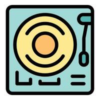 Vinyl record player playing music with turntable and tonearm vector